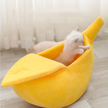 画像をギャラリービューアに読み込む, Cute Banana Cat Bed ふかふかバナナ型猫ベッド