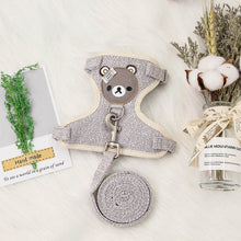 画像をギャラリービューアに読み込む, Cartoon Bear Harness and Leash Set 熊柄ハーネス 牽引ロープ