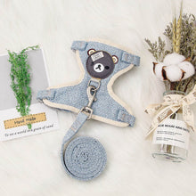 画像をギャラリービューアに読み込む, Cartoon Bear Harness and Leash Set 熊柄ハーネス 牽引ロープ