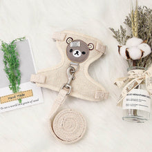 画像をギャラリービューアに読み込む, Cartoon Bear Harness and Leash Set 熊柄ハーネス 牽引ロープ