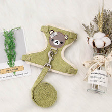 画像をギャラリービューアに読み込む, Cartoon Bear Harness and Leash Set 熊柄ハーネス 牽引ロープ